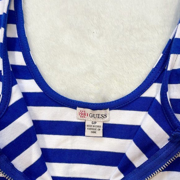 Guess striped tight scoop-neck zip-u shirt - size small - Picture 2 of 4